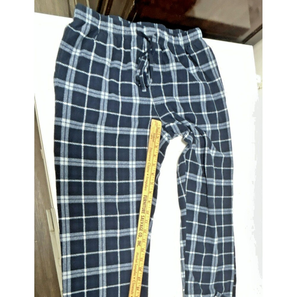 Beverly Hills Polo Club Plaid Blue White Lounge Pants S Mens Drawstring 0064